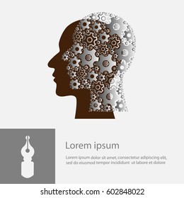 silhouette of a human head gears