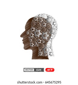 silhouette of a human head gears