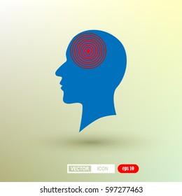 Silhouette of a human head, headache