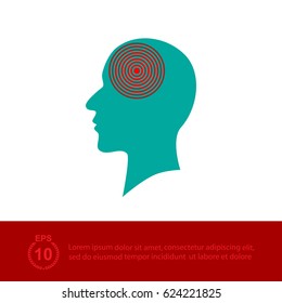 Silhouette of a human head, headache