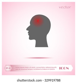 Silhouette of a human head, headache, vector illustration
