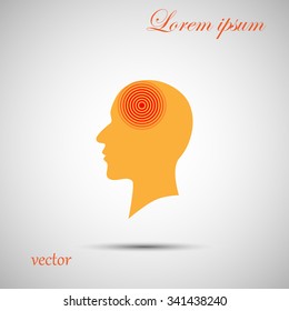 Silhouette of a human head, headache, vector illustration