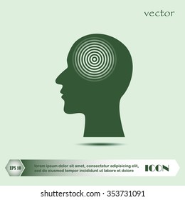 Silhouette of a human head, headache, vector illustration