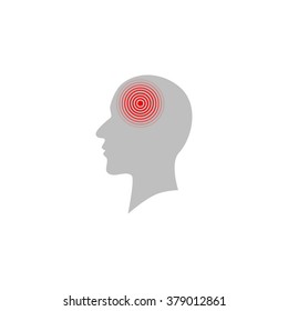 Silhouette of a human head, headache, vector illustration