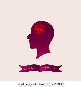 Silhouette of a human head, headache, vector illustration