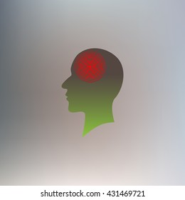 Silhouette of a human head, headache. vector illustration