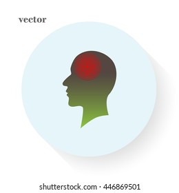 Silhouette of a human head, headache, vector illustration