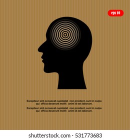 Silhouette of a human head, headache, vector illustration