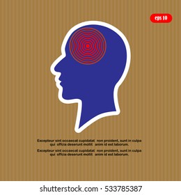 Silhouette of a human head, headache, vector illustration