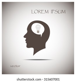 Silhouette of a human head and light, ideas sign, vector illustration
