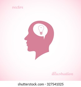Silhouette of a human head and light, ideas sign, vector