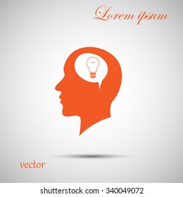 Silhouette of a human head and light, ideas sign, vector