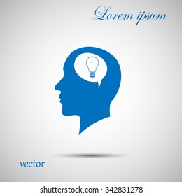 Silhouette of a human head and light, ideas sign, vector