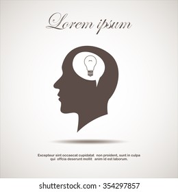 Silhouette of a human head and light, ideas sign, vector