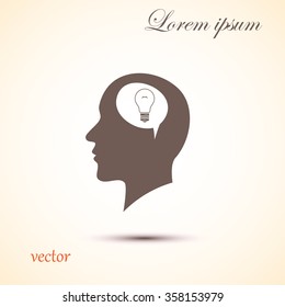 Silhouette of a human head and light, ideas sign, vector