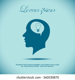 Silhouette of a human head and light, ideas sign, vector