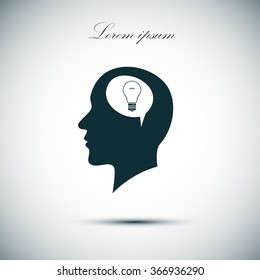 Silhouette of a human head and light, ideas sign, vector