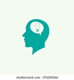 Silhouette of a human head and light, ideas sign, vector