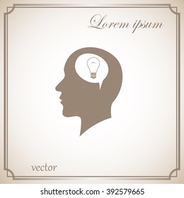 Silhouette of a human head and light, ideas sign, vector