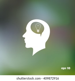 Silhouette of a human head and light, ideas sign, vector