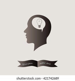 Silhouette of a human head and light, ideas sign, vector