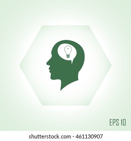 Silhouette of a human head and light, ideas sign, vector