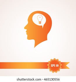 Silhouette of a human head and light, ideas sign, vector