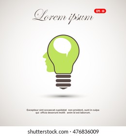 Silhouette of a human head and light, ideas sign, vector