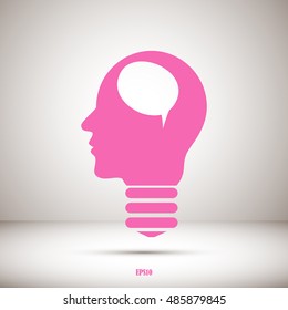 Silhouette of a human head and light, ideas sign, vector