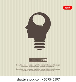Silhouette of a human head and light, ideas sign, vector