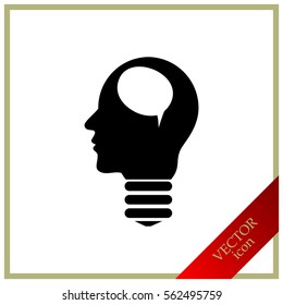 Silhouette of a human head and light, ideas sign, vector