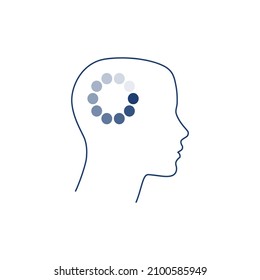 Silhouette of a human head and loading a thought process. Loading head. Stock vector illustration isolated on white background