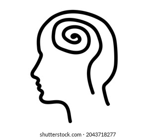 Silueta de la cabeza humana sobre un fondo blanco. Inflar el problema. Símbolo. Ilustración vectorial.