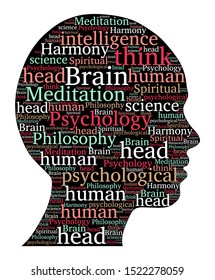 Silhouette of human head and psychology text, vector illustration