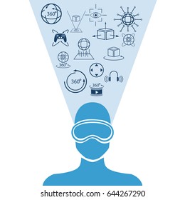 silhouette human head virtual reality icons