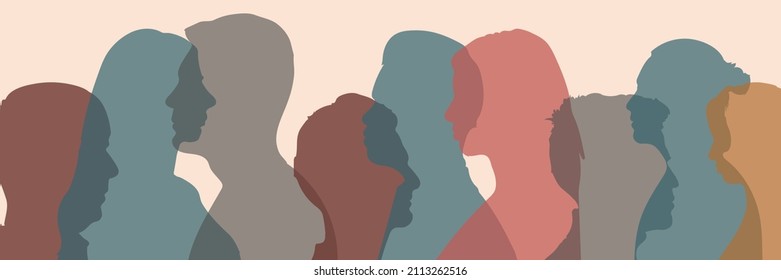 Silhouette human heads group people profile and Mental health education therapy. Neurology and psychiatry psychology concept. Cognition intelligence and memory. Thinking person and Help assistance.