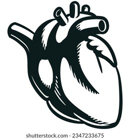 Silhouette Human Heart Internal Cardiovascular Organ