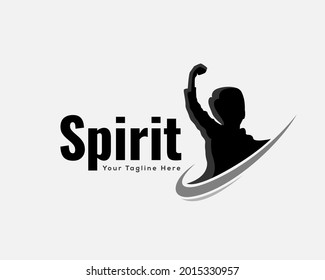 silhouette human power spirit expression freedom logo template illustration inspiration