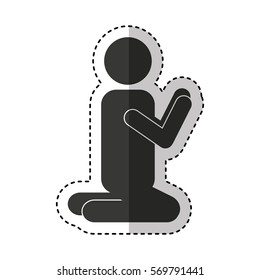 silhouette human praying icon vector illustration design