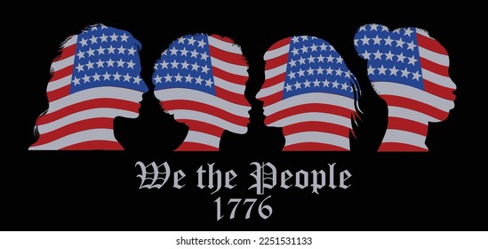 Silhouette of a human profile inside which is the USA flag