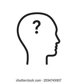 Silhouette menschliches Profil mit Fragezeichen im Kopf. Konzept der Entscheidung zu finden, über eine Problemlösung nachzudenken.