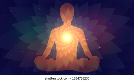 yoga wallpaper images stock photos vectors shutterstock https www shutterstock com image vector silhouette human sitting lotus position on 1284728230