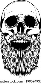 silhouette human skull with beard vector illustration design