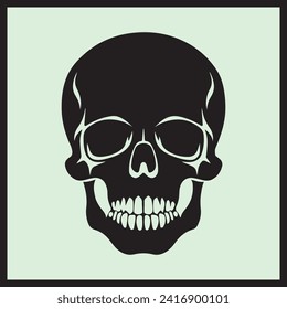 Silhouette Human Skull, Face Vector Hand Drawn