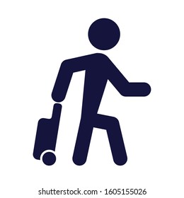 silhouette human with suitcasde signal airport vector illustration design