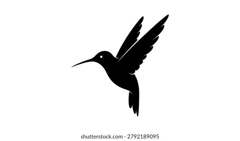 Silhouette of a hummingbird in flight