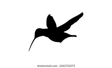 Silhouette of a hummingbird,  Hand drawn vector illustration of a flying on transparent background