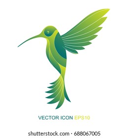 Silhouette of a hummingbird. Logo. Vector. A flat icon. Vector illustration. A kind of bird with a side.