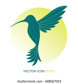 Silhouette of a hummingbird. Logo. Vector. A flat icon. Vector illustration. A kind of bird with a side.