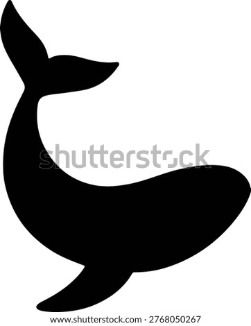 Silhouette humpback whale graceful jumping marine animal Vector Illustration